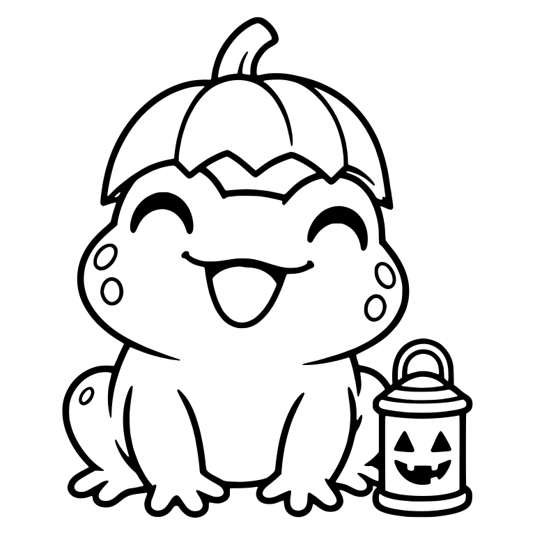Laughing Frog with Pumpkin Cap and Jack-o-Lantern — free animal SVG cut file