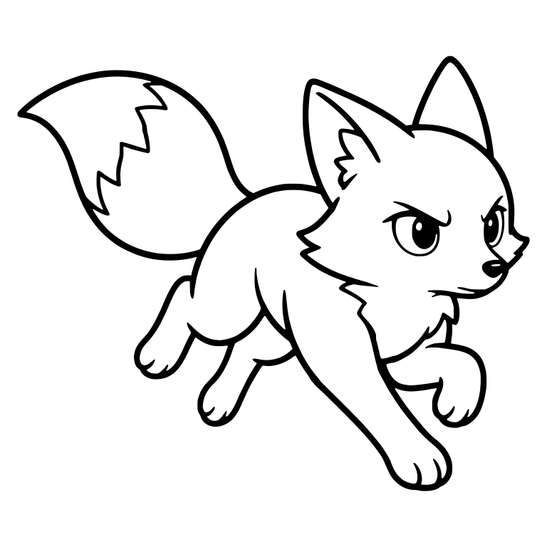 Scowling Fox Bounding with Raised Paw and Swept Tail — free animal SVG cut file