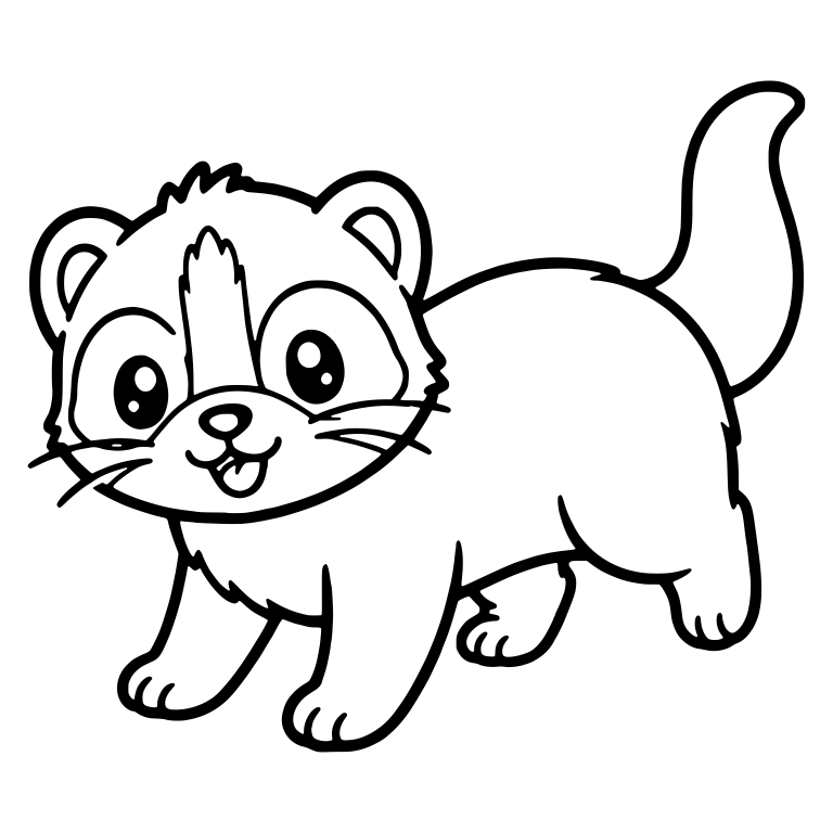 Trotting Ferret with Forehead Blaze and Tongue Out — free animal SVG cut file