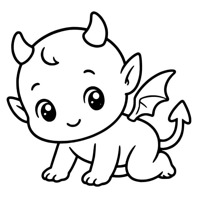 Crawling Baby Devil with Bat Wing and Hair Curl — free fantasy-creature SVG cut file