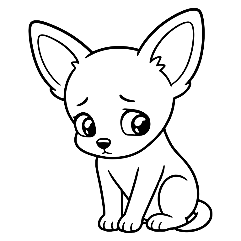 Shy Chihuahua Puppy Sitting With Worried Eyes — free animal SVG cut file