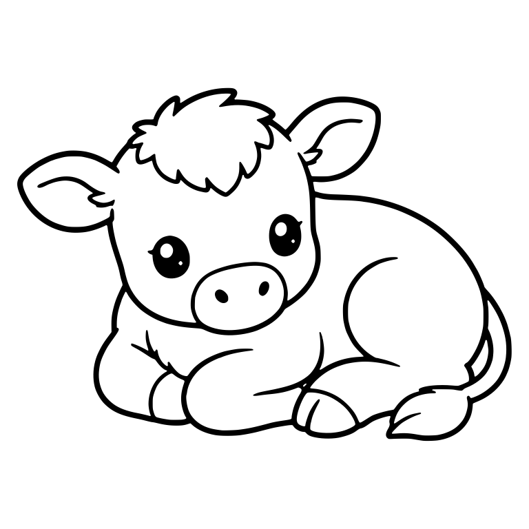 Resting Calf Lying Down With Tail Tucked In — free animal SVG cut file