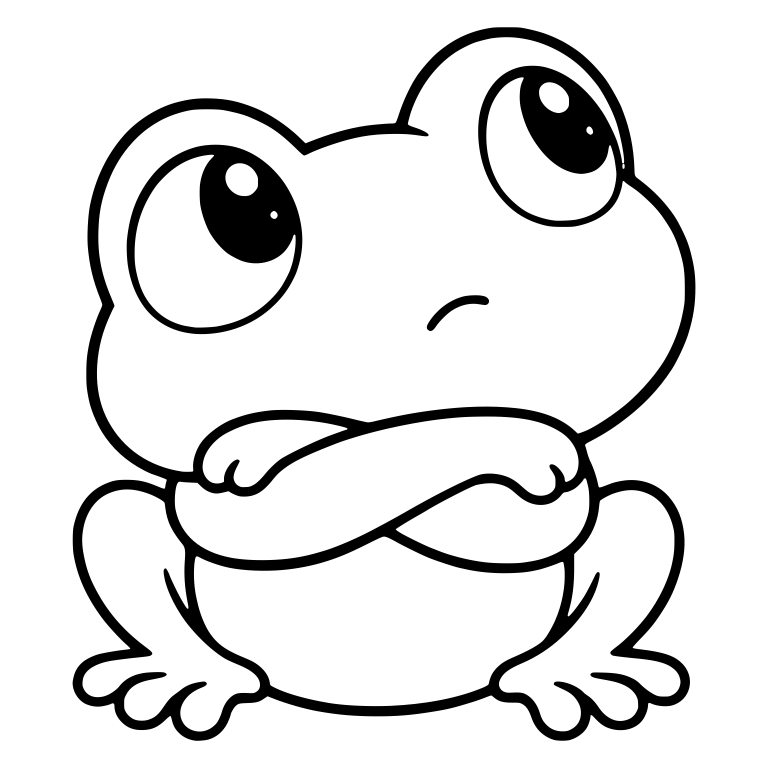Pouting Chibi Frog With Crossed Arms Looking Up — free animal SVG cut file