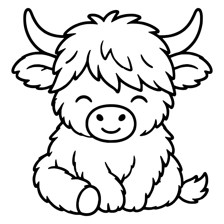Peaceful Highland Calf Sitting With Closed Eyes — free animal SVG cut file