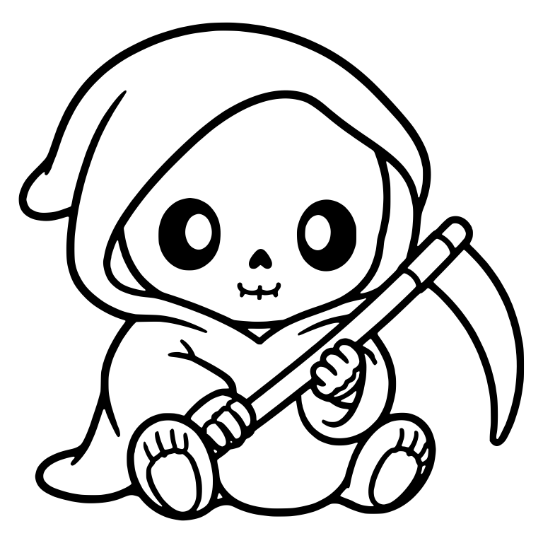Sitting Skull Reaper With Scythe Across Lap — free characters SVG cut file