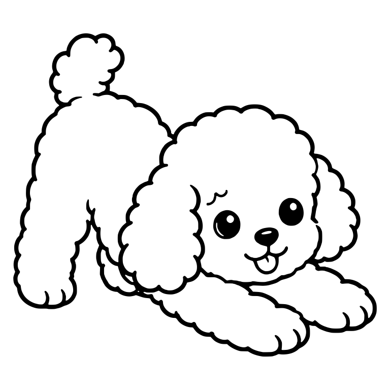 Toy Poodle Puppy Play Bow Stretch with Tongue Out — free animal SVG cut file