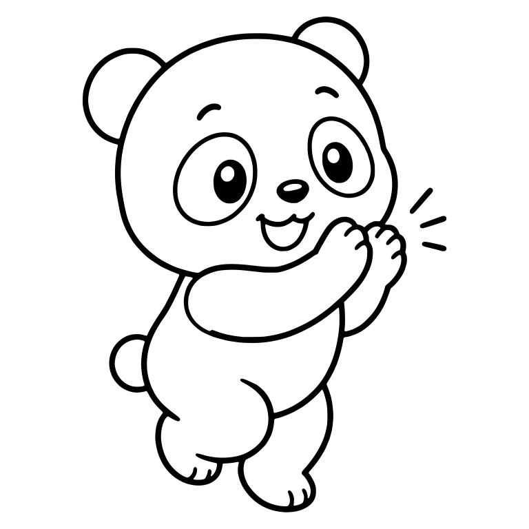 Panda Mid-Step Clapping Paws in Three-Quarter View — free animal SVG cut file