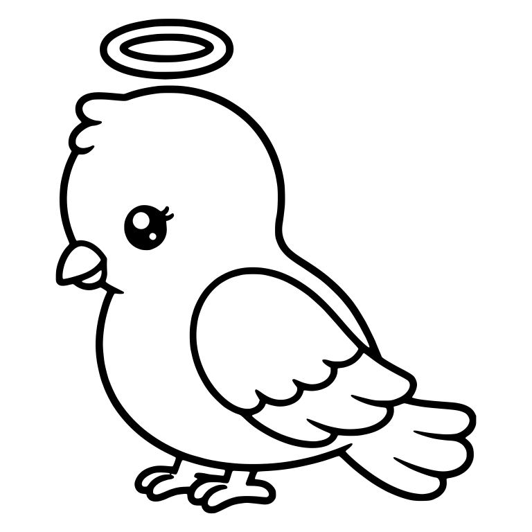 Standing Angel Dove with Halo in Side View — free animal SVG cut file