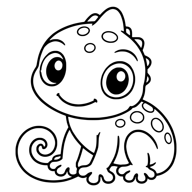 Sitting Chameleon With Big Eyes And Spiral Tail — free animal SVG cut file
