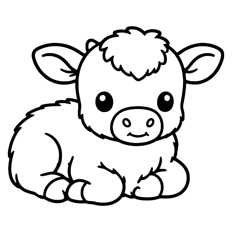 Fluffy Calf Lying Down With Shaggy Fur — free animal SVG cut file