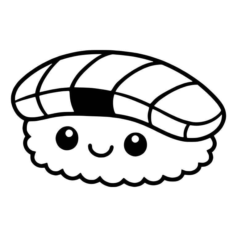 Salmon Nigiri With Nori Patch and Gentle Smile — free food SVG cut file