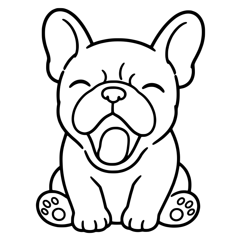 French Bulldog Sitting and Yawning With Eyes Closed — free animal SVG cut file