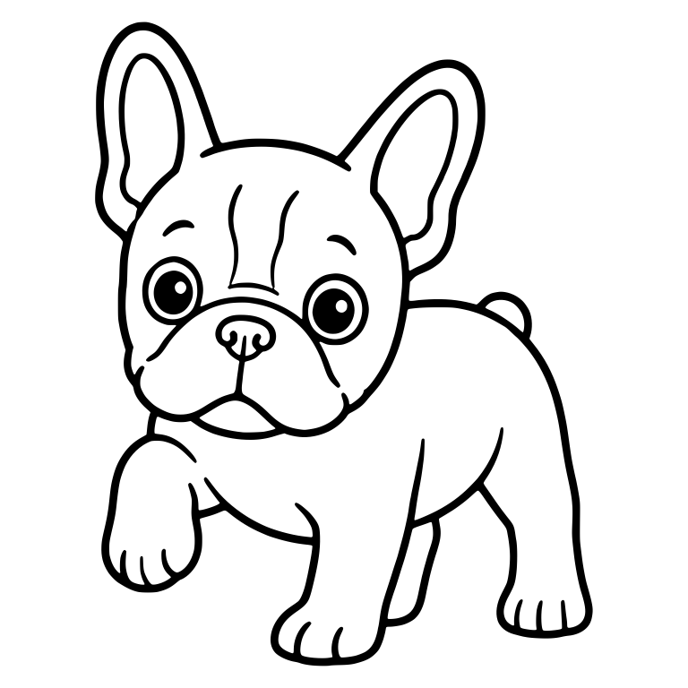 Curious French Bulldog Puppy Lifting One Paw — free animal SVG cut file