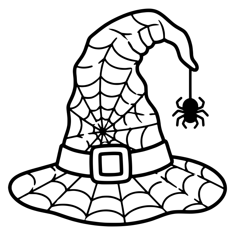 Spiderweb Witch Hat with Dangling Spider — free objects SVG cut file