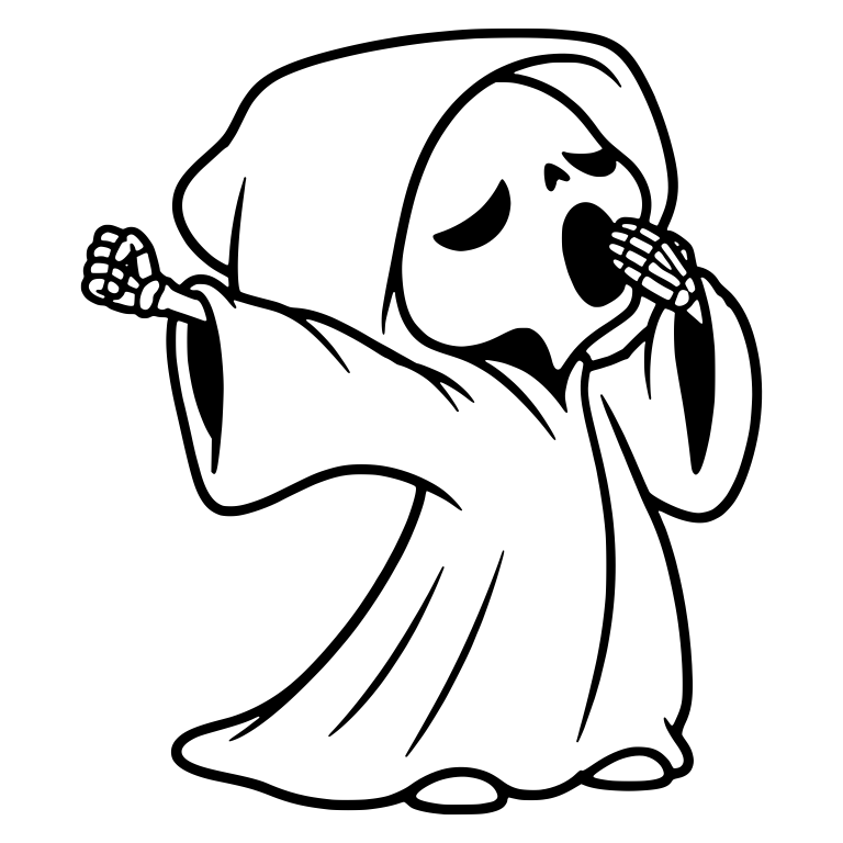 Yawning Grim Reaper With One Fist Stretched Out — free characters SVG cut file