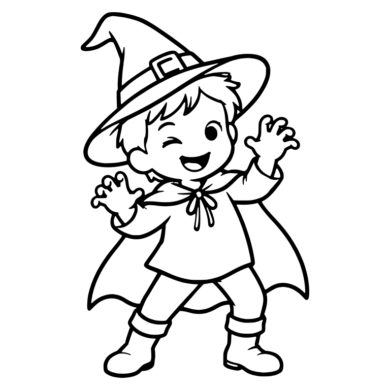 Boy in Witch Costume Winking With Claw Hands — free characters SVG cut file