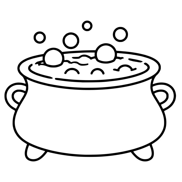 Wide Cauldron with Bubbles and Short Feet — free objects SVG cut file