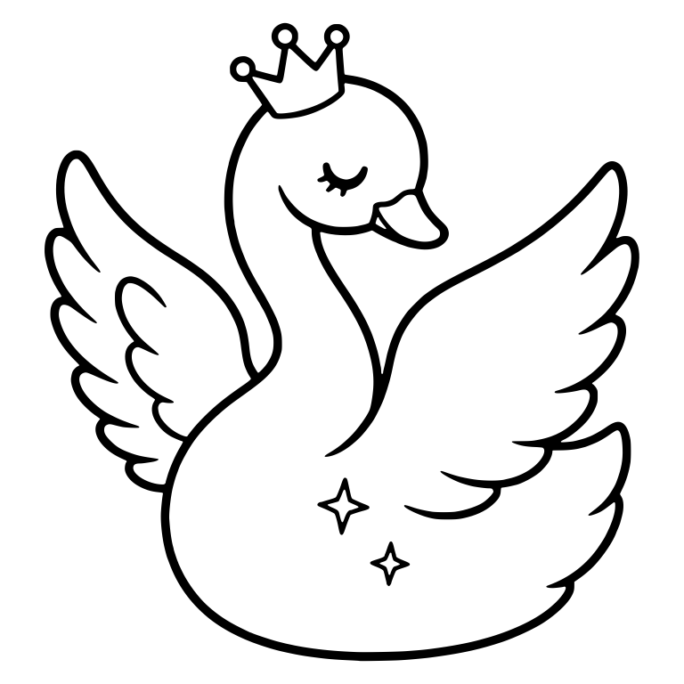 Crowned Swan With Spread Wings and Twinkle Sparkles — free animal SVG cut file