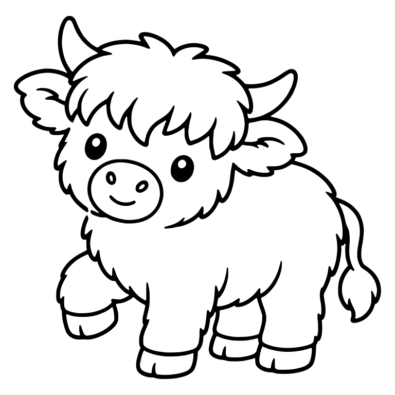 Playful Highland Calf Standing With One Hoof Raised — free animal SVG cut file