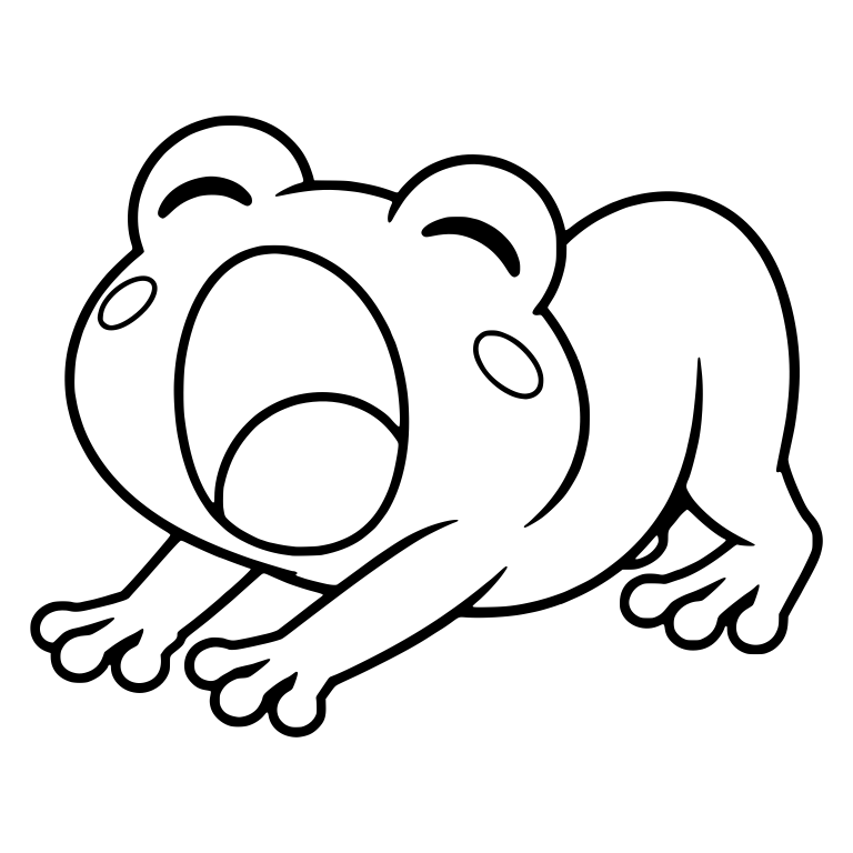Chibi Frog Yawning in a Forward Stretch — free animal SVG cut file