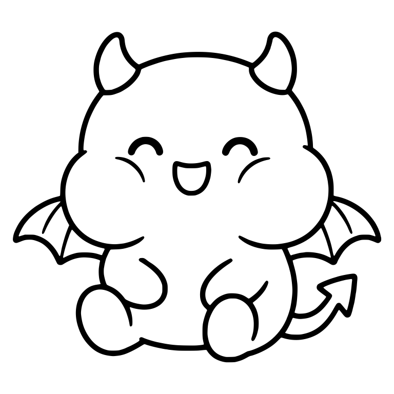 Laughing Chubby Devil Sitting with Bat Wings — free fantasy-creature SVG cut file