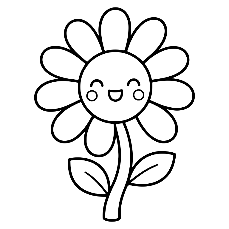 Cheerful Daisy With Closed Eyes And Rosy Cheeks — free floral SVG cut file