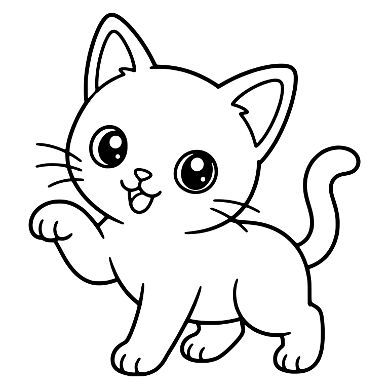 Playful Kitten with Raised Paw and Open Smile — free animal SVG cut file