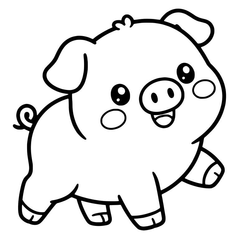 Chubby Piglet Raising One Foot With Blush Cheeks — free animal SVG cut file