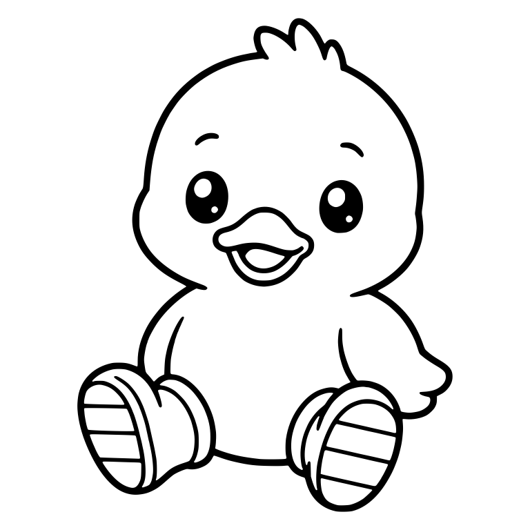 Cute Duckling Sitting in Rain Boots, Tail Showing — free animal SVG cut file
