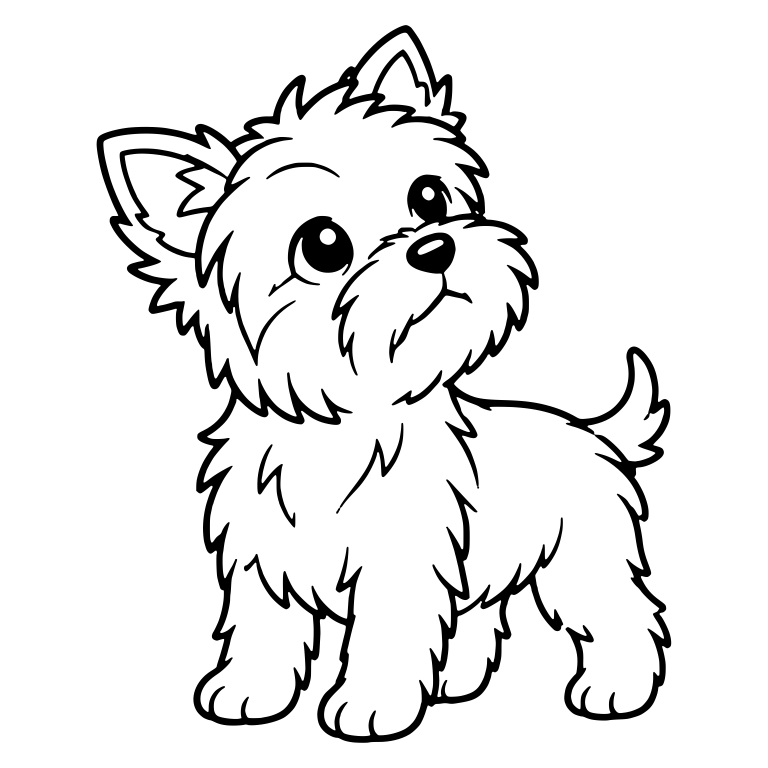 Standing Yorkie Puppy Looking Up — free animal SVG cut file