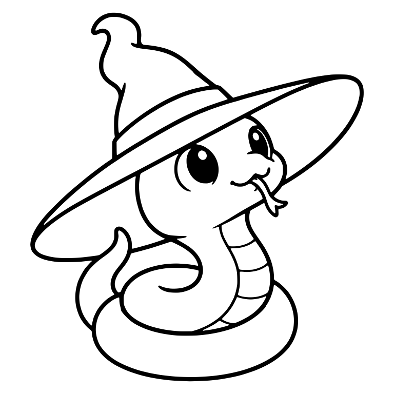 Snake Peeking from Under a Tilted Wide-Brim Hat — free animal SVG cut file