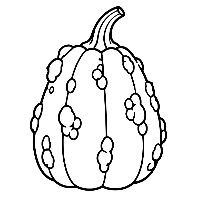 Tall Warty Pumpkin with Raised Bumps and Curved Stem — free floral SVG cut file