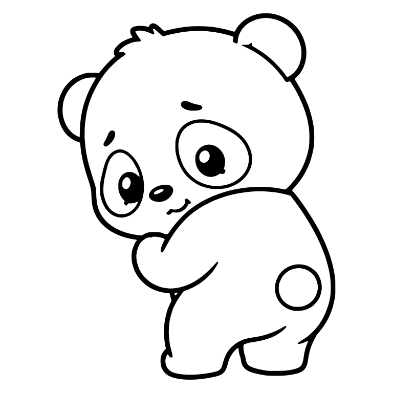 Shy Panda Cub Turned Sideways Looking Back — free animal SVG cut file