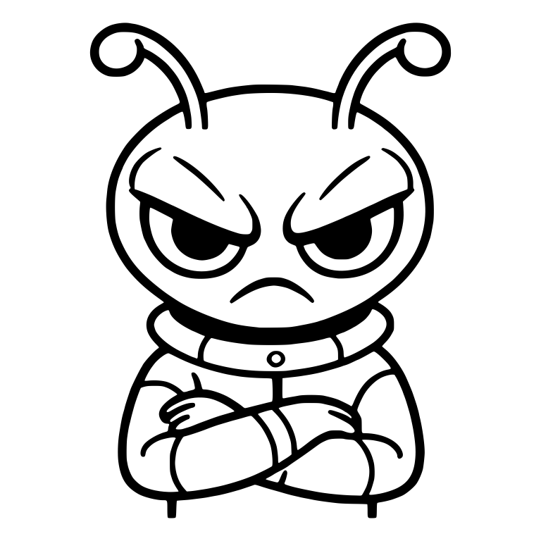 Grumpy Bug Alien in High-Collar Suit With Curly Antennae — free fantasy-creature SVG cut file
