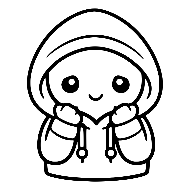 Hoodie Kid With Fists Raised Under Chin — free characters SVG cut file