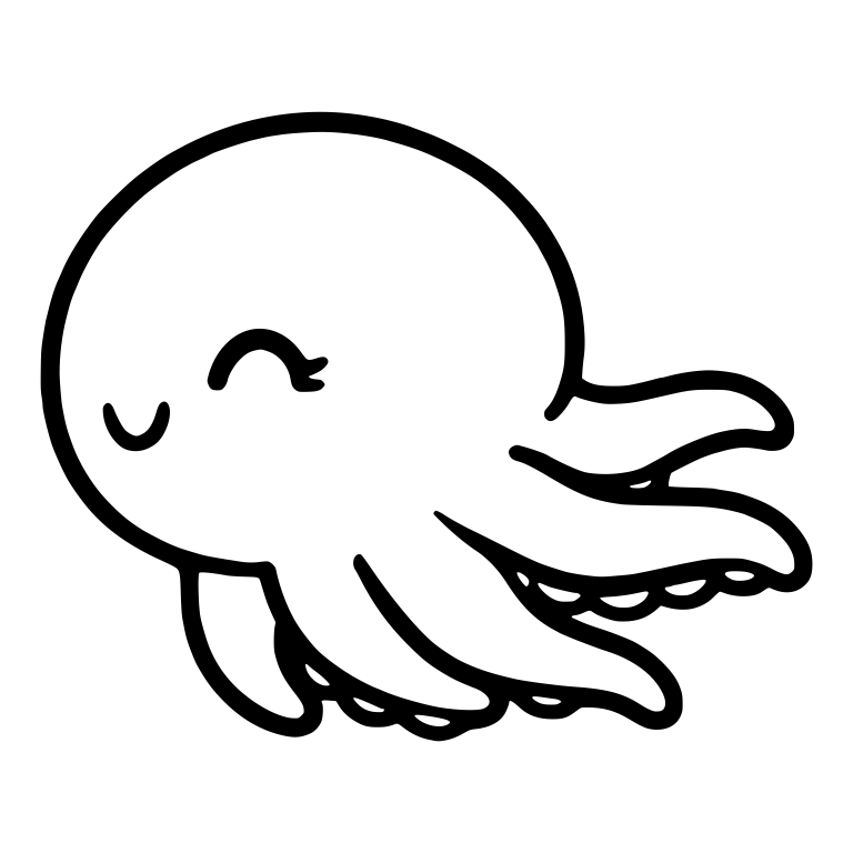 Dreamy Octopus Swimming With Closed Lashed Eyes — free animal SVG cut file