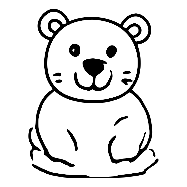 Sitting Bear Cub with Whiskers and Round Ears — free animal SVG cut file