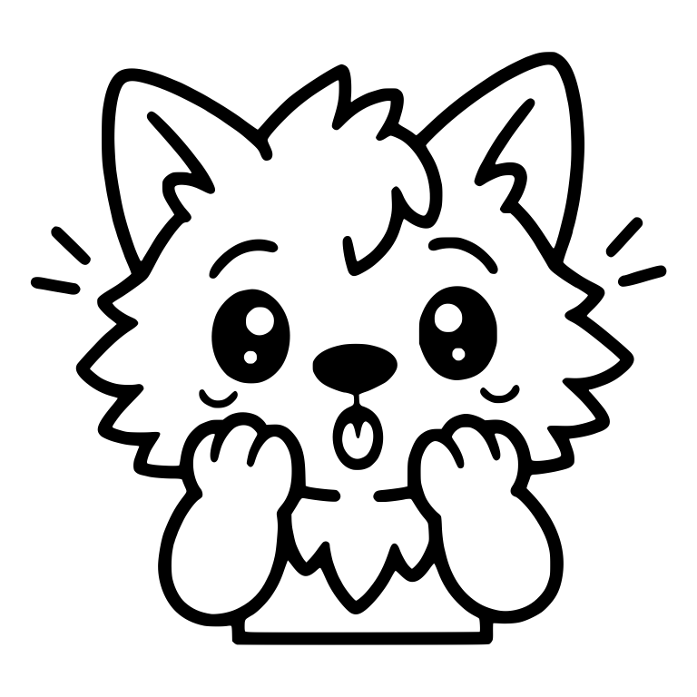 Surprised Wolf Pup With Paws on Cheeks — free animal SVG cut file