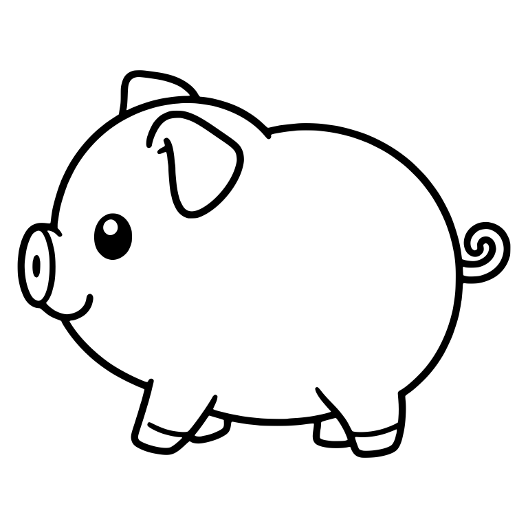 Plump Pig in Profile With Floppy Ear and Curly Tail — free animal SVG cut file