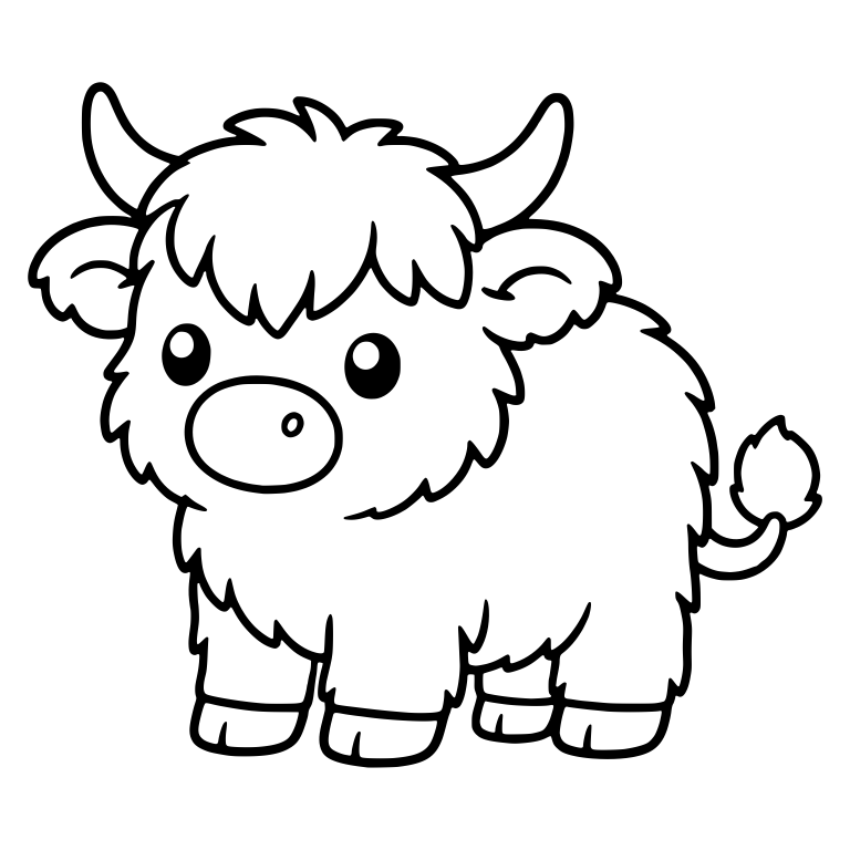Standing Baby Highland Calf With Tail Curled Up — free animal SVG cut file