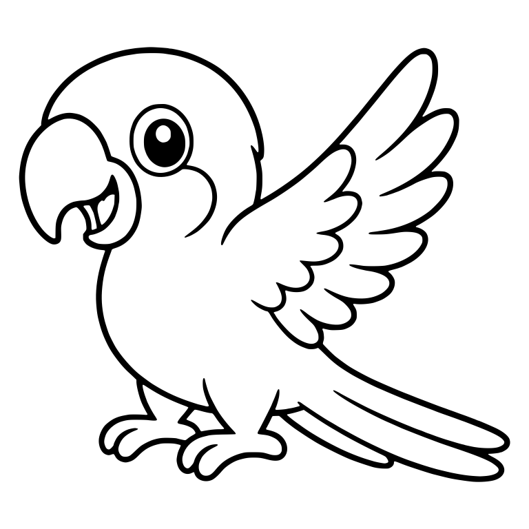 Happy Macaw Waving One Wing with Open Beak — free animal SVG cut file