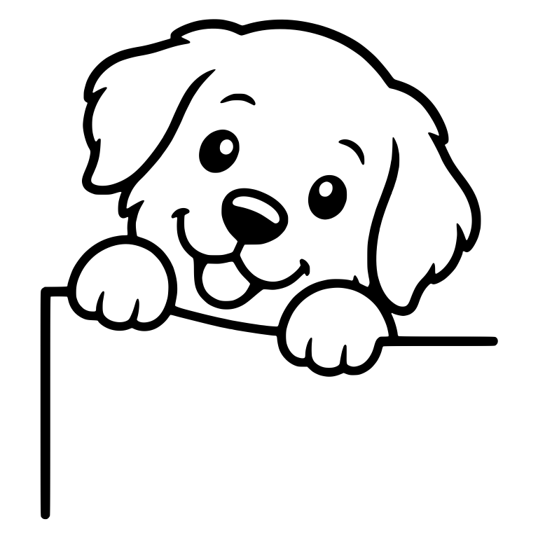 Golden Retriever Puppy Peeking Over a Ledge With Paws Up — free animal SVG cut file