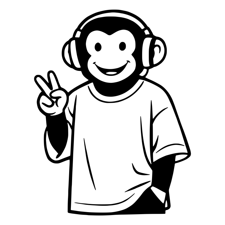 Monkey in Headphones Flashing Peace Sign — free animal SVG cut file