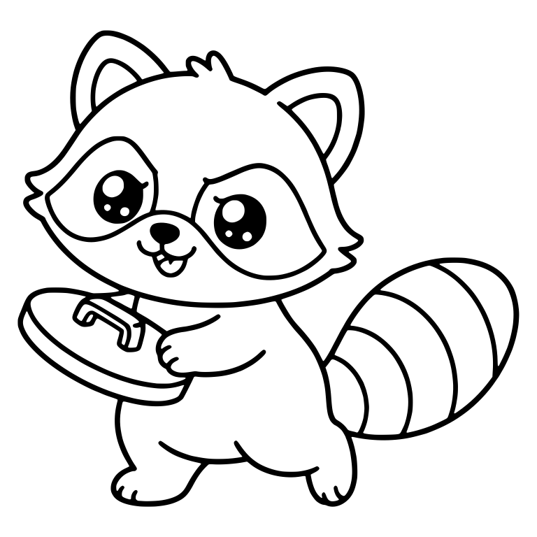 Raccoon Carrying a Trash Can Lid — free animal SVG cut file
