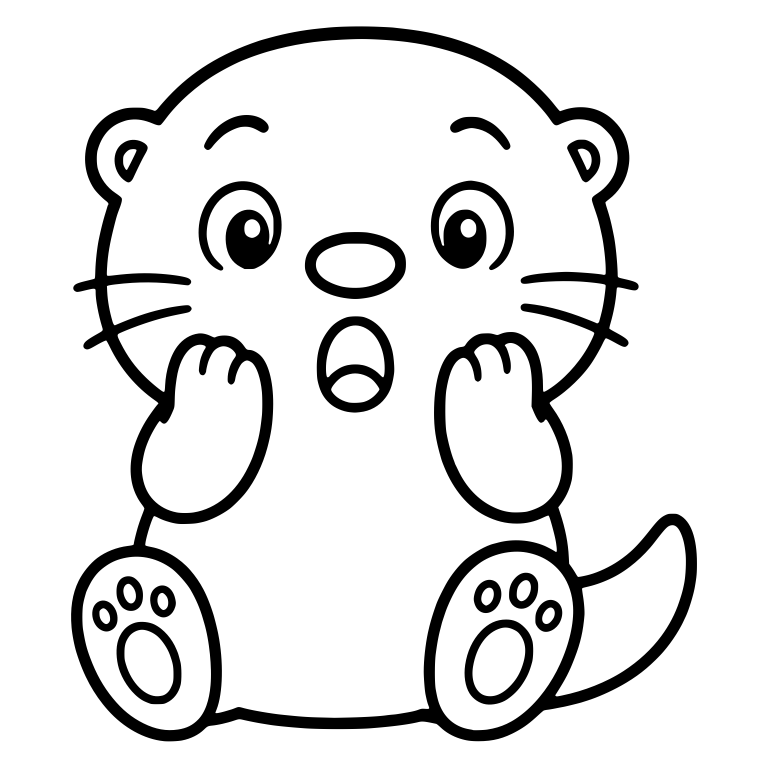 Surprised Kawaii Otter Sitting with Paws on Cheeks — free animal SVG cut file