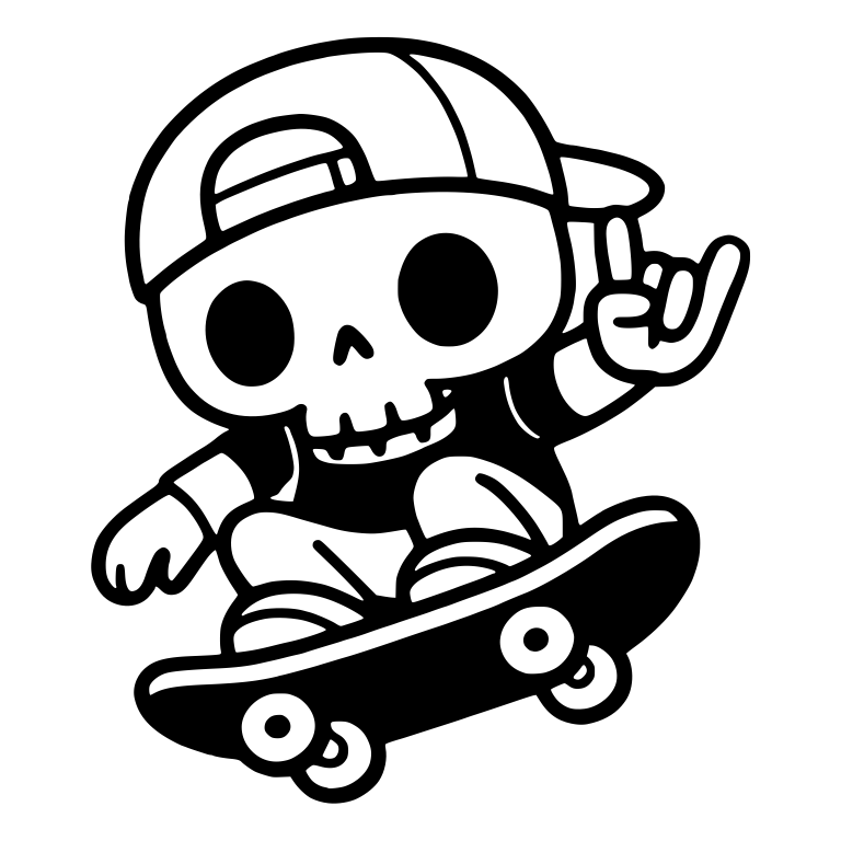 Skeleton Skater in Backwards Cap Mid-Jump — free skeleton SVG cut file
