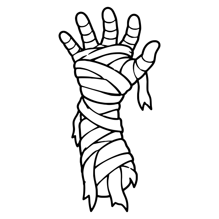 Mummy Hand Raised With Open Palm and Wrapped Forearm — free fantasy-creature SVG cut file