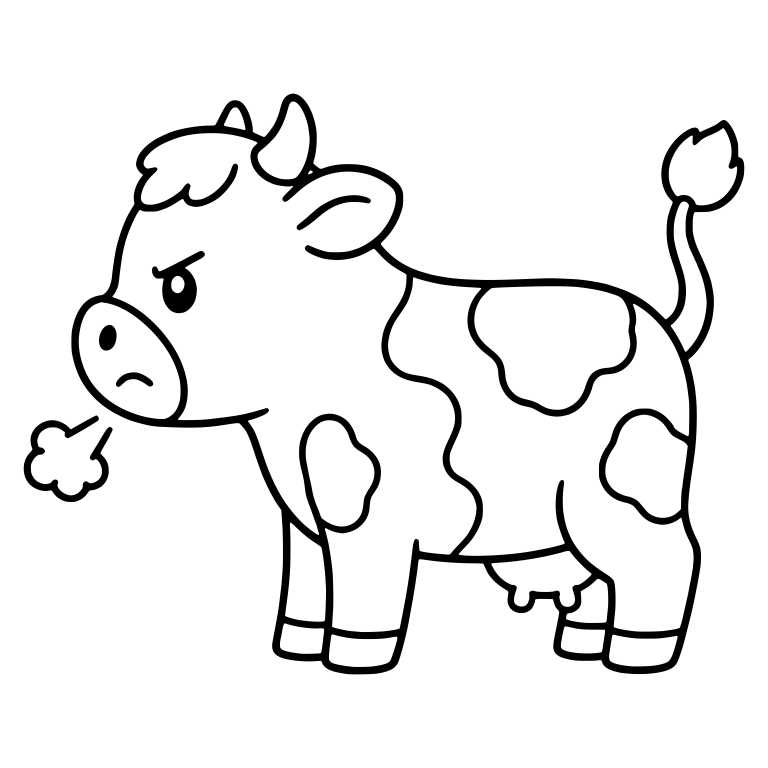 Irritated Cow Snorting Steam Puff Side View — free animal SVG cut file