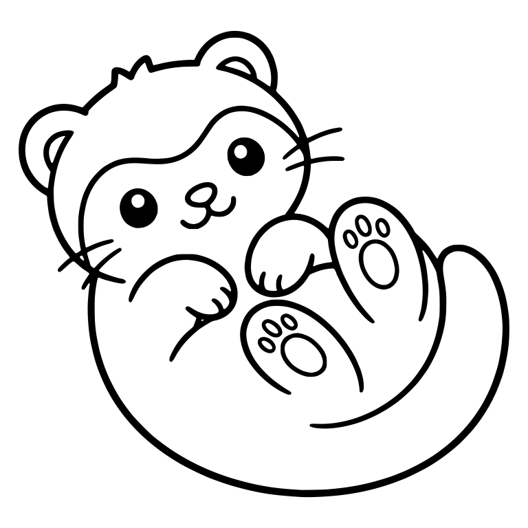 Ferret Rolling on Back Holding One Foot with Paw Pads — free animal SVG cut file