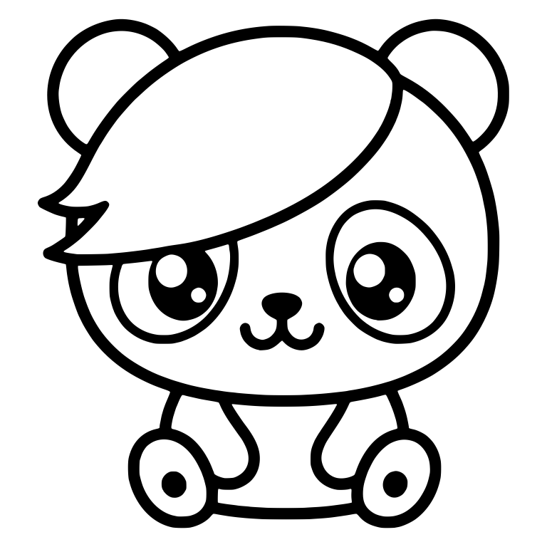 Panda Cub With Side Swept Bangs And Big Eye Patches — free animal SVG cut file